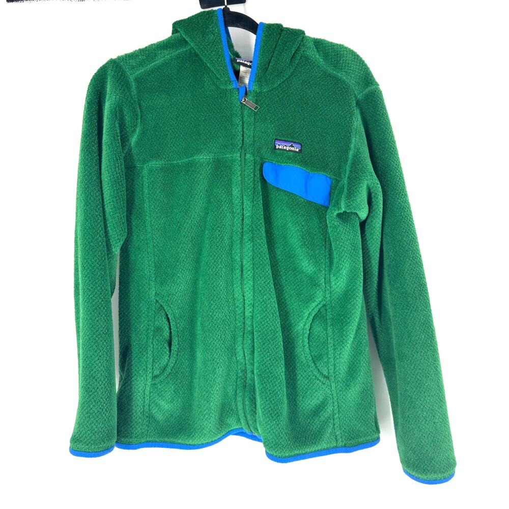 Patagonia Green Hooded Fleece Zip Up Jacket Size Large